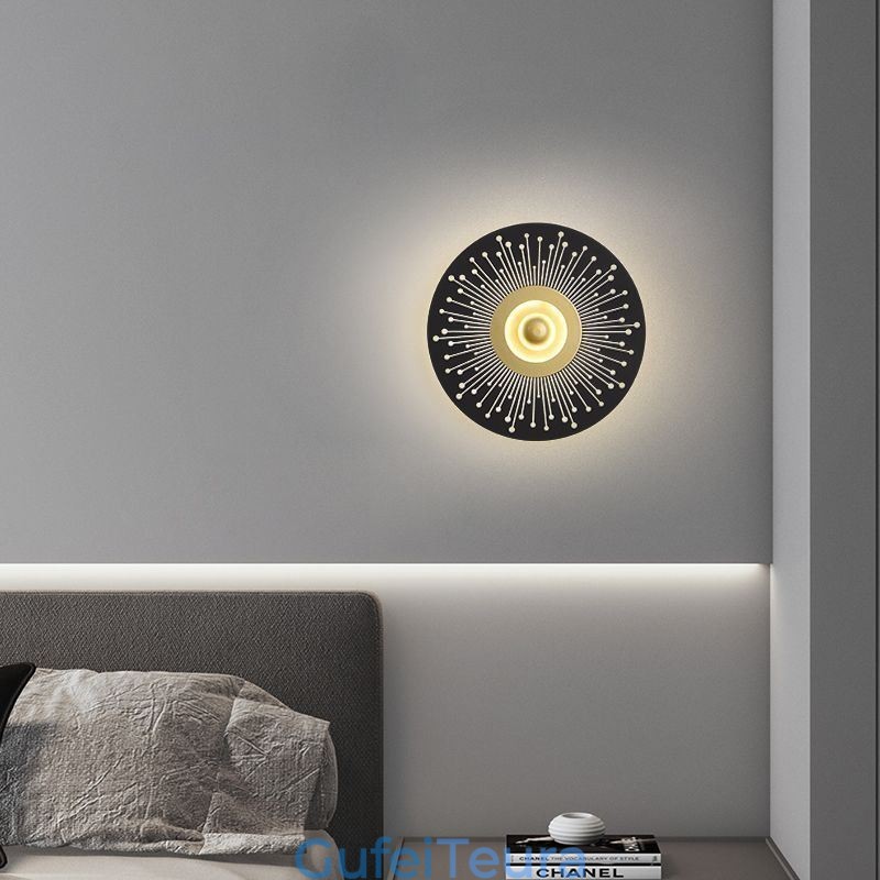 פמוט קיר נורדי מלא נחושת חלול אור קיר עגול