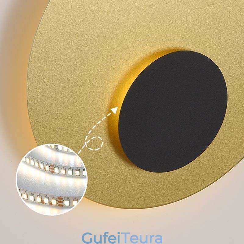 פמוט קיר נורדי שחור זהב עגול מלא נחושת