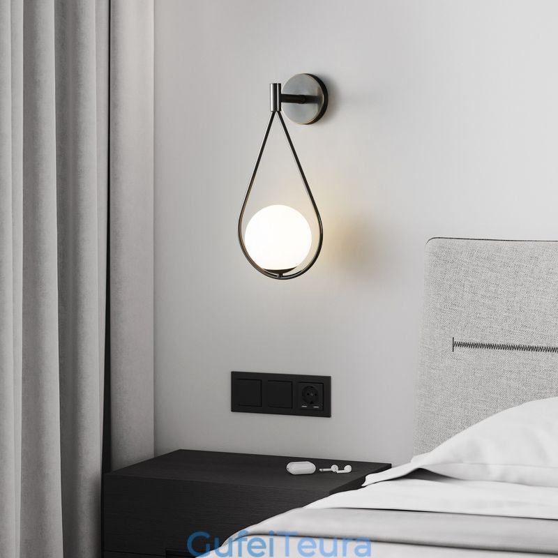 מודרני גלובוס קיר פמוט זכוכית אור קיר שחור טיפת מים אור קיר