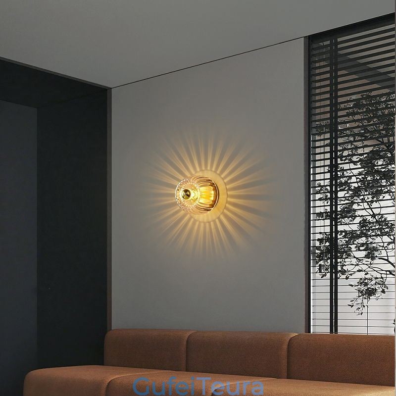 תאורת קיר מודרנית עם גוון זכוכית שקופה מוברש תאורת פמוט קיר