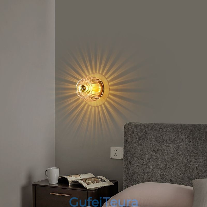 תאורת קיר מודרנית עם גוון זכוכית שקופה מוברש תאורת פמוט קיר