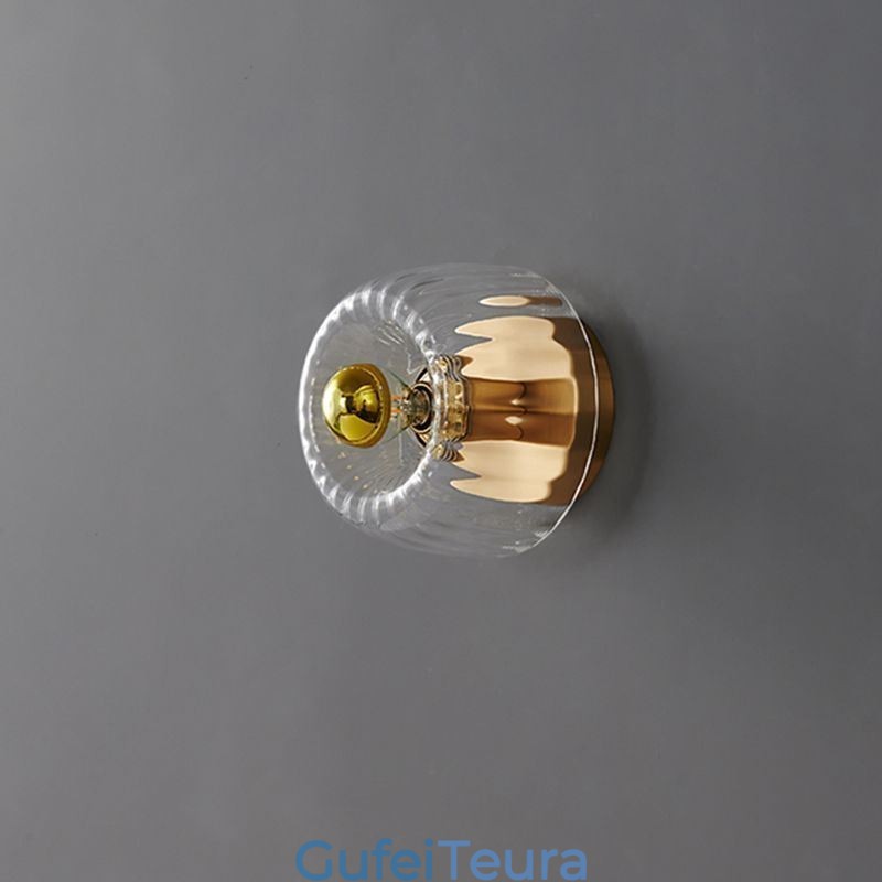 תאורת קיר מודרנית עם גוון זכוכית שקופה מוברש תאורת פמוט קיר