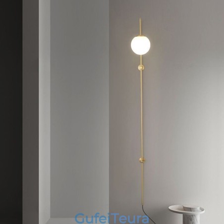 פמוט קיר מודרני גלובוס מוברש זהב אור קיר זכוכית