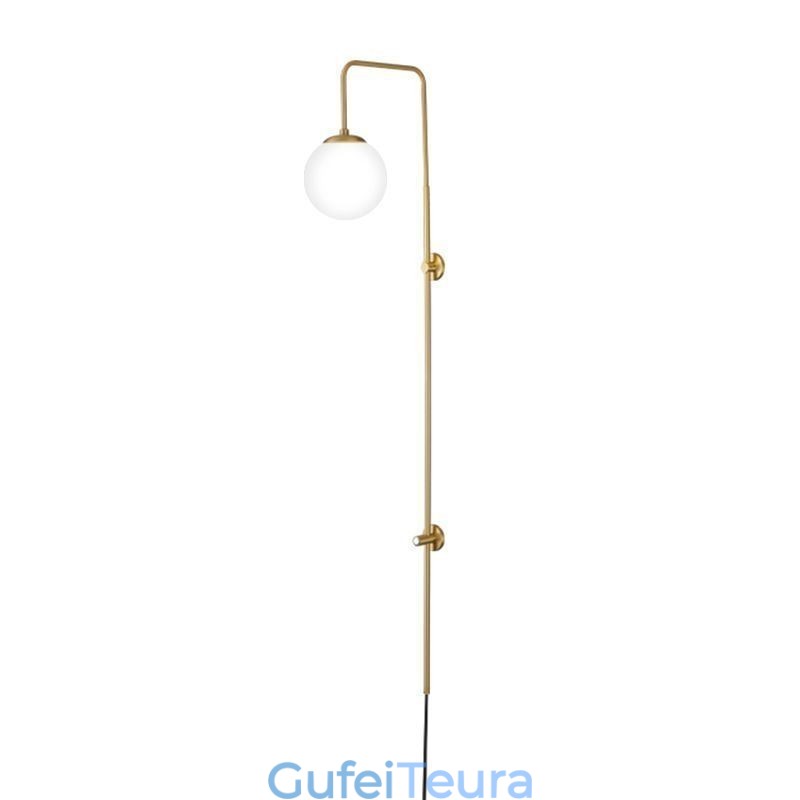 פמוט קיר מודרני גלובוס מוברש זהב אור קיר זכוכית