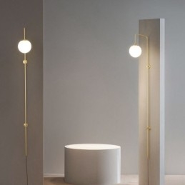 פמוט קיר מודרני גלובוס מוברש זהב אור קיר זכוכית