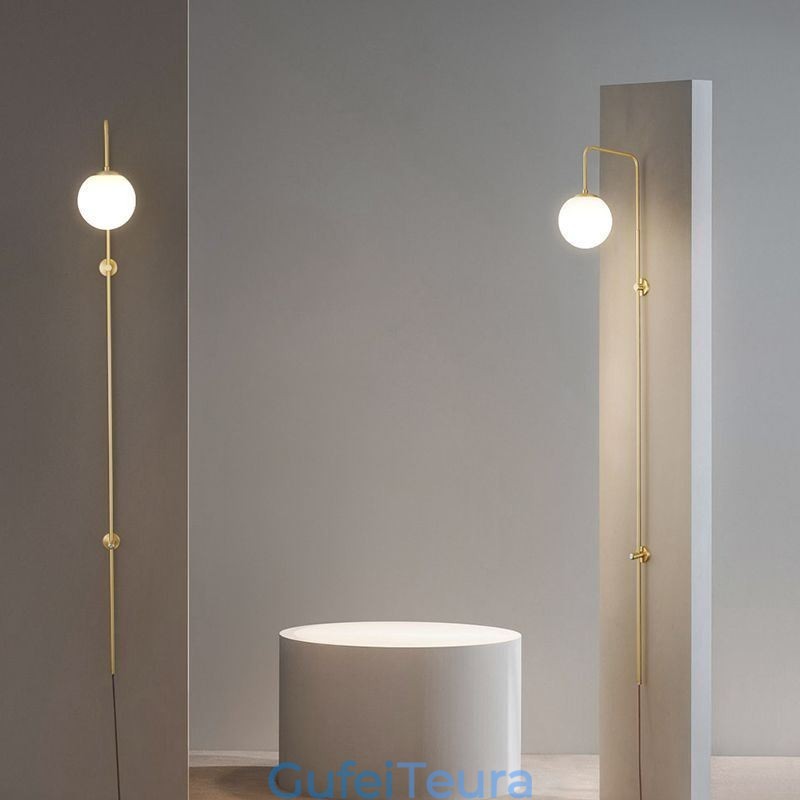 פמוט קיר מודרני גלובוס מוברש זהב אור קיר זכוכית