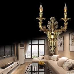 אירופאי רטרו מנורת קיר Creative Double Home תאורת קיר פמוט תאורת ליד המיטה