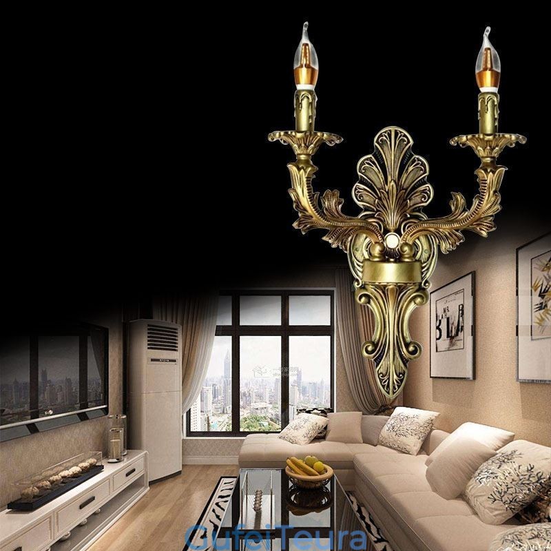 אירופאי רטרו מנורת קיר Creative Double Home תאורת קיר פמוט תאורת ליד המיטה