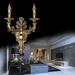 אירופאי רטרו מנורת קיר Creative Double Home תאורת קיר פמוט תאורת ליד המיטה