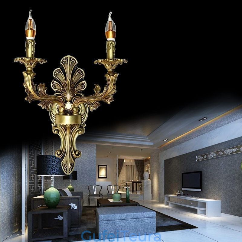 אירופאי רטרו מנורת קיר Creative Double Home תאורת קיר פמוט תאורת ליד המיטה