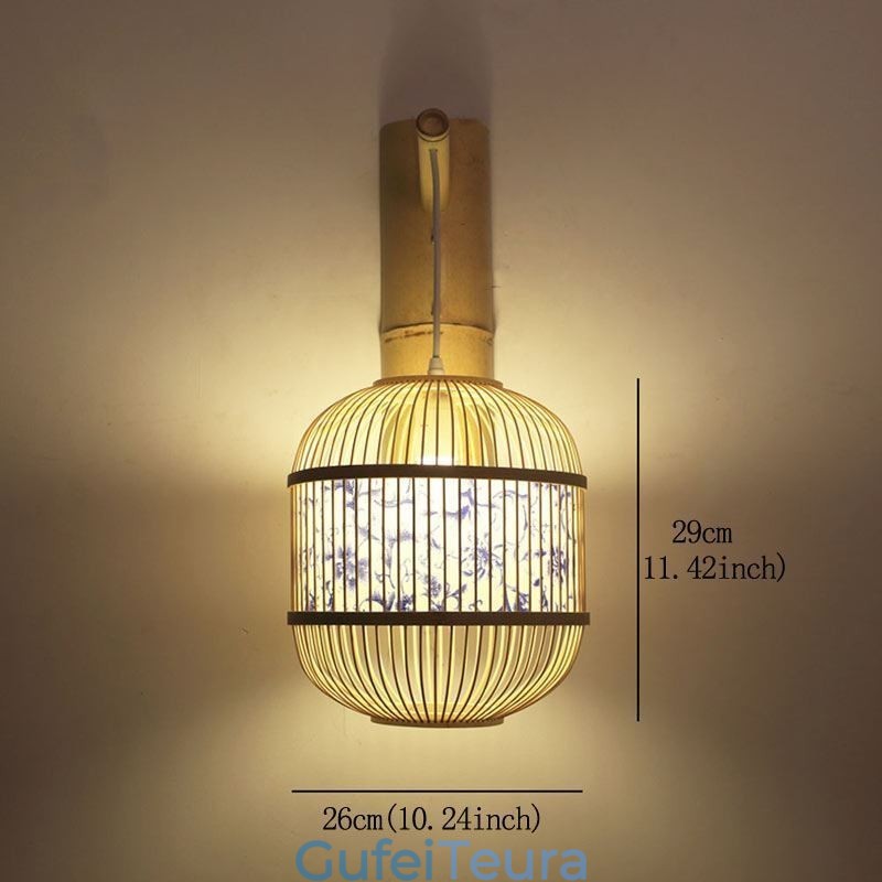 עיצוב כלוב אור קיר יצירתי במבוק תליית קיר פמוט ליד המיטה אור דקורטיבי