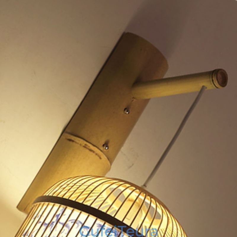 עיצוב כלוב אור קיר יצירתי במבוק תליית קיר פמוט ליד המיטה אור דקורטיבי