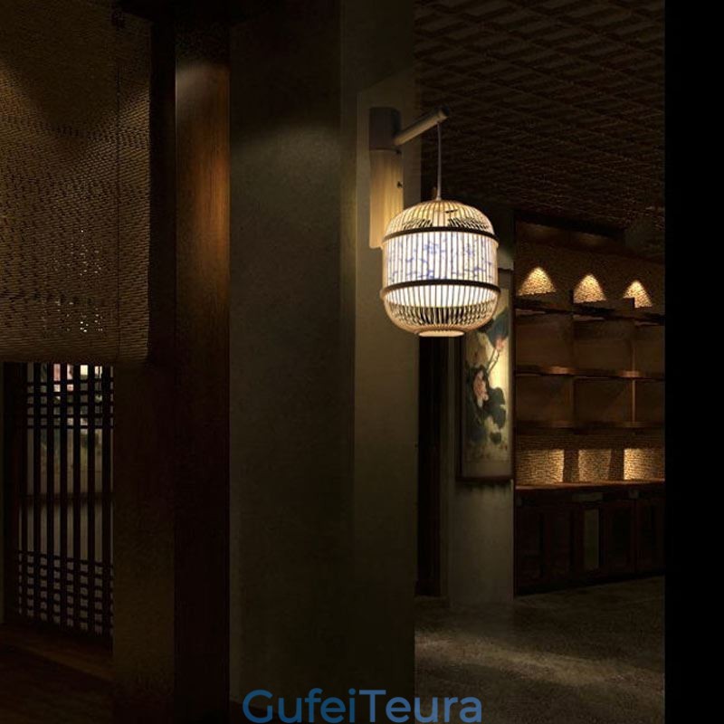 עיצוב כלוב אור קיר יצירתי במבוק תליית קיר פמוט ליד המיטה אור דקורטיבי