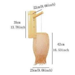 למטה קיר מבמבוק אור כפרי עגול קיר פמוט ליד המיטה בית תה אור יצירתי
