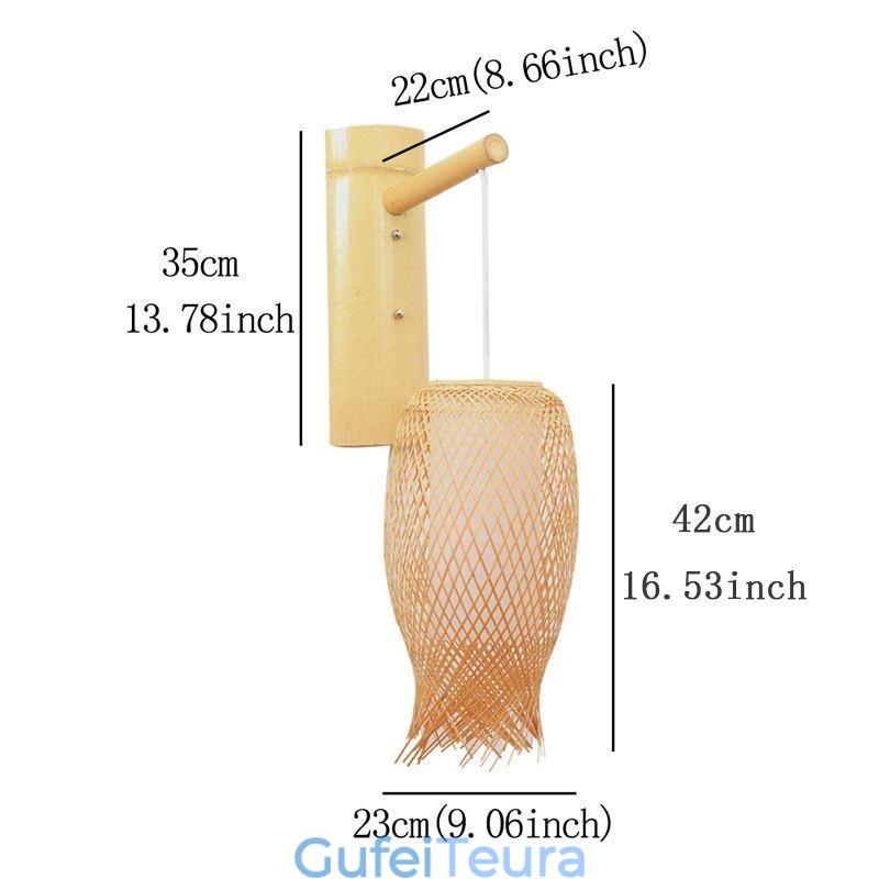 למטה קיר מבמבוק אור כפרי עגול קיר פמוט ליד המיטה בית תה אור יצירתי