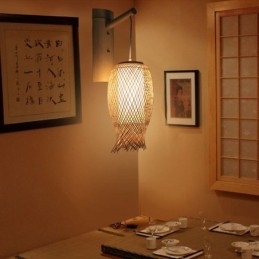 למטה קיר מבמבוק אור כפרי עגול קיר פמוט ליד המיטה בית תה אור יצירתי