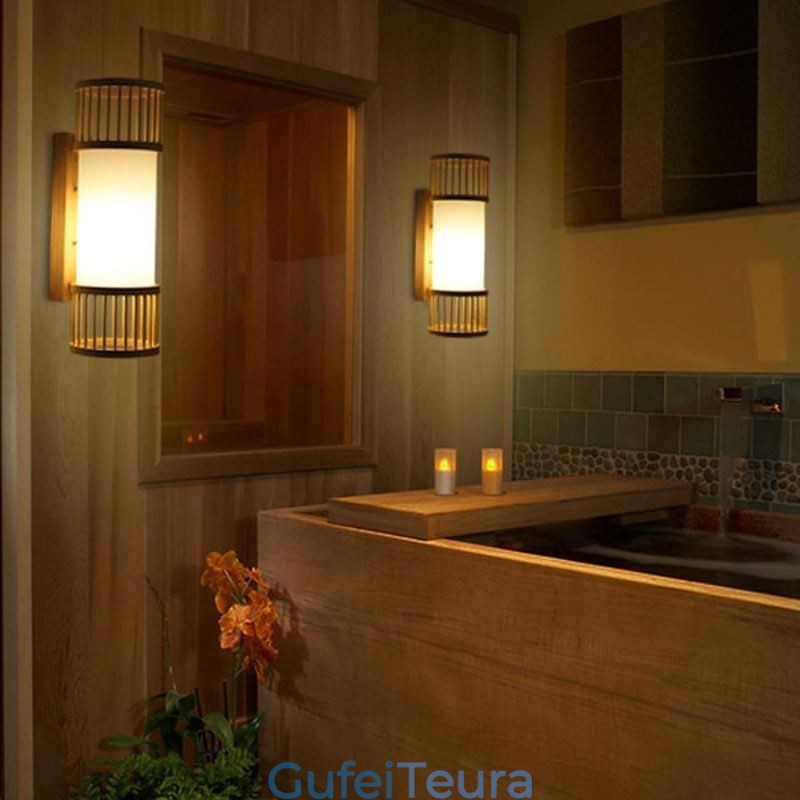 תאורת קיר אנכית במבוק יצירתית תאורת מדרגות ליד המיטה עגול קיר פמוט