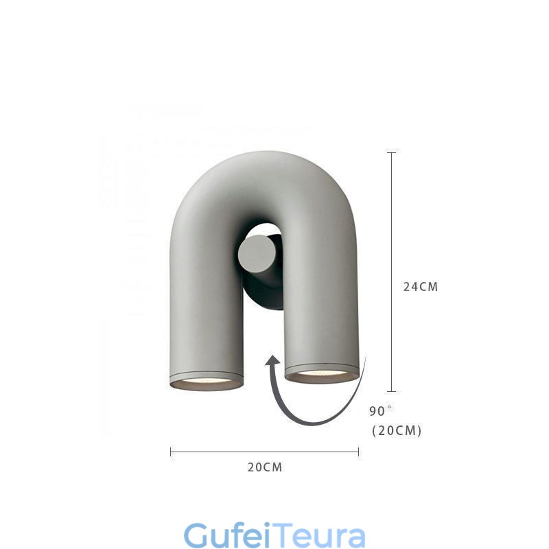 פמוט קיר U Shape Minimalist Creative Wall Light 90 אהיל מסתובב