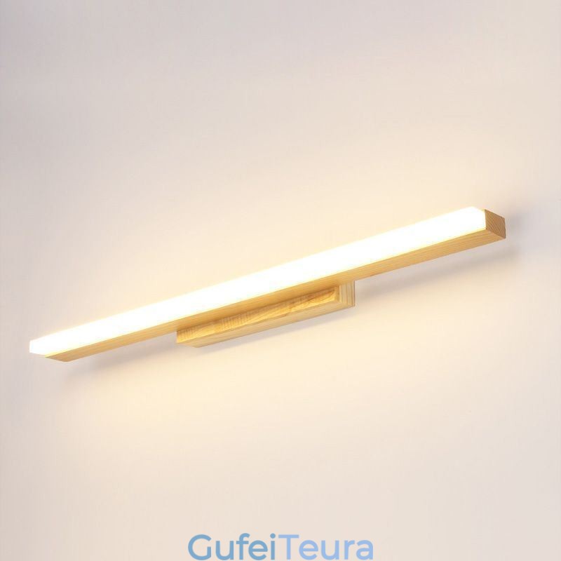 מראה אור עץ מלא קיר מנורת קיר פמוט מודרני