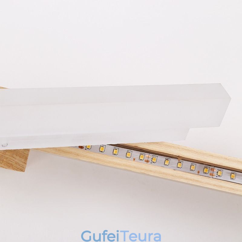 מראה אור עץ מלא קיר מנורת קיר פמוט מודרני