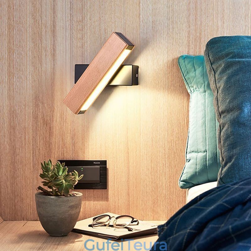 אירופה מנורת קיר מעץ מלא תאורת קיר ליד המיטה מנורות פשטות מודרנית