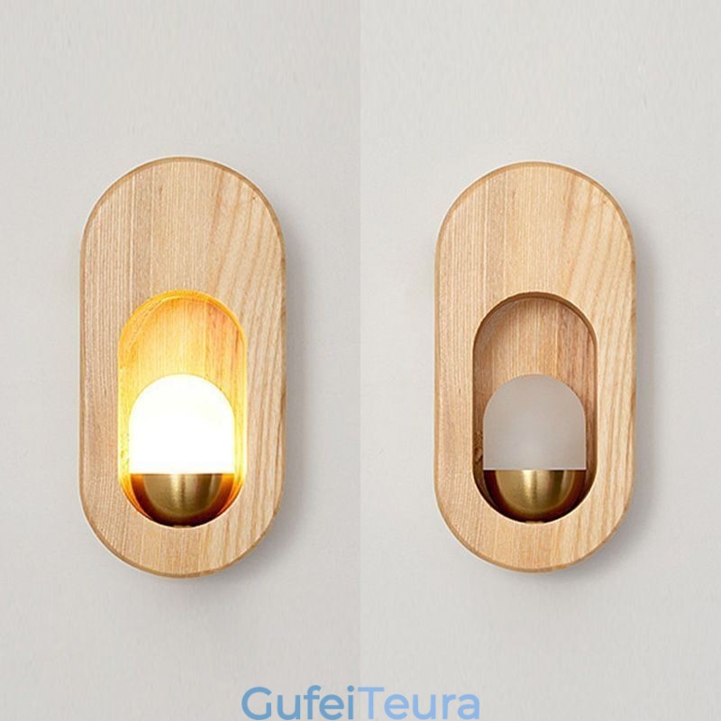 דקורציה יפנית קיר עץ מנורת קיר מעבר כניסה