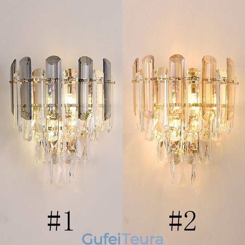 פמוטי קיר אירופאי מנורות קיר קריסטל חדר אמבטיה