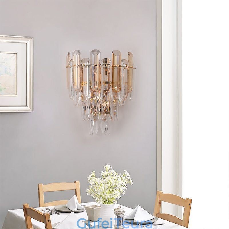 פמוטי קיר אירופאי מנורות קיר קריסטל חדר אמבטיה