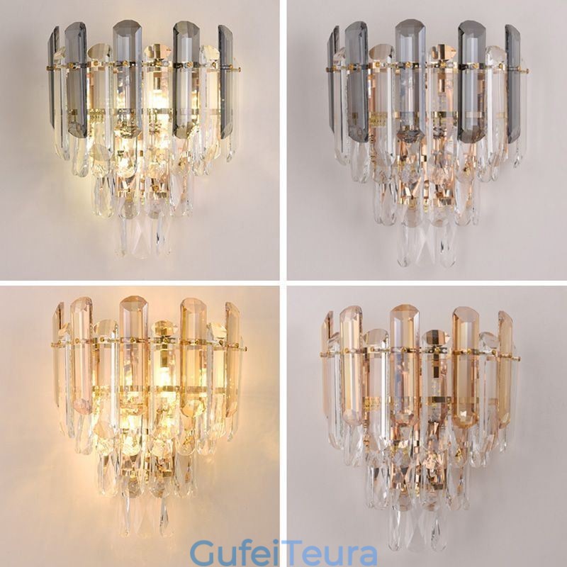 פמוטי קיר אירופאי מנורות קיר קריסטל חדר אמבטיה