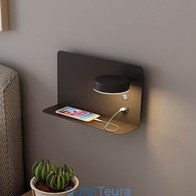 מנורת קיר מנורת פמוט מסתובבת עם יציאת טעינת USB