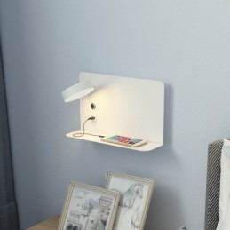 מנורת קיר מנורת פמוט מסתובבת עם יציאת טעינת USB