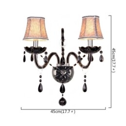 פמוט קריסטל בסגנון אירופאי שחור שני אור נרות קיר