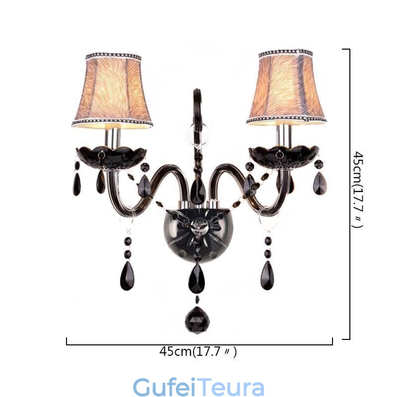 פמוט קריסטל בסגנון אירופאי שחור שני אור נרות קיר