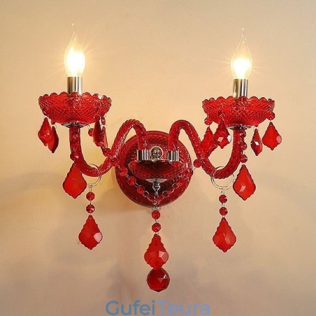 אור קיר פמוט קריסטל אירופאי אור צבע אדום