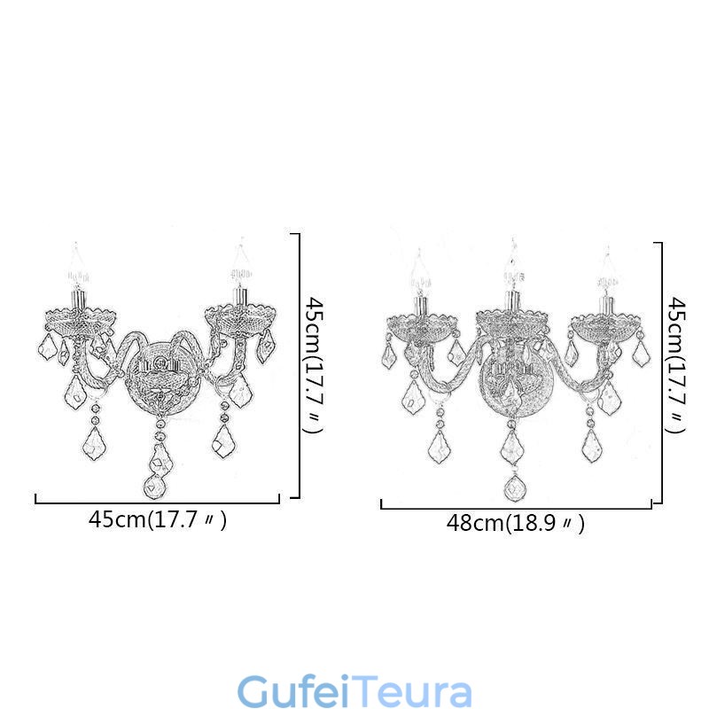 אור קיר פמוט קריסטל אירופאי אור צבע אדום