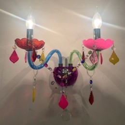 פמוט קריסטל צבעוני אירופאי שני אור קירות מעבר