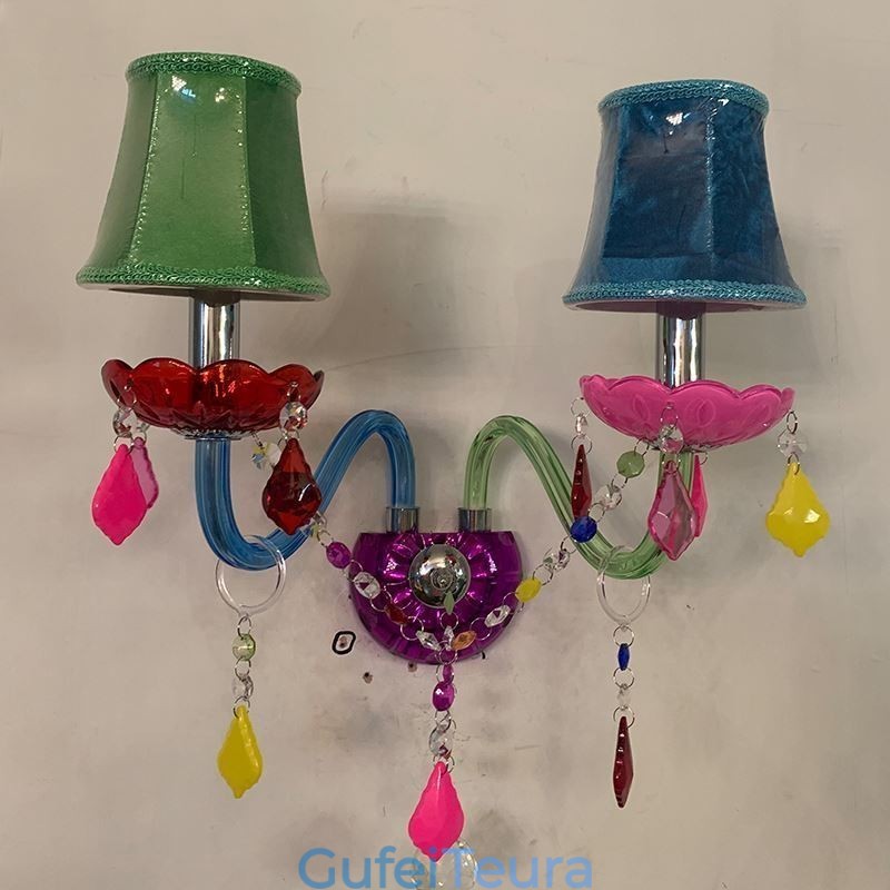 פמוט קריסטל צבעוני אירופאי שני אור קירות מעבר