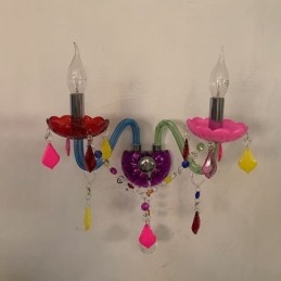 פמוט קריסטל צבעוני אירופאי שני אור קירות מעבר