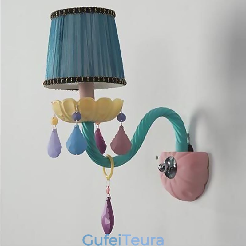 פמוט קריסטל אירופאי מקרון פנס קיר צבעוני