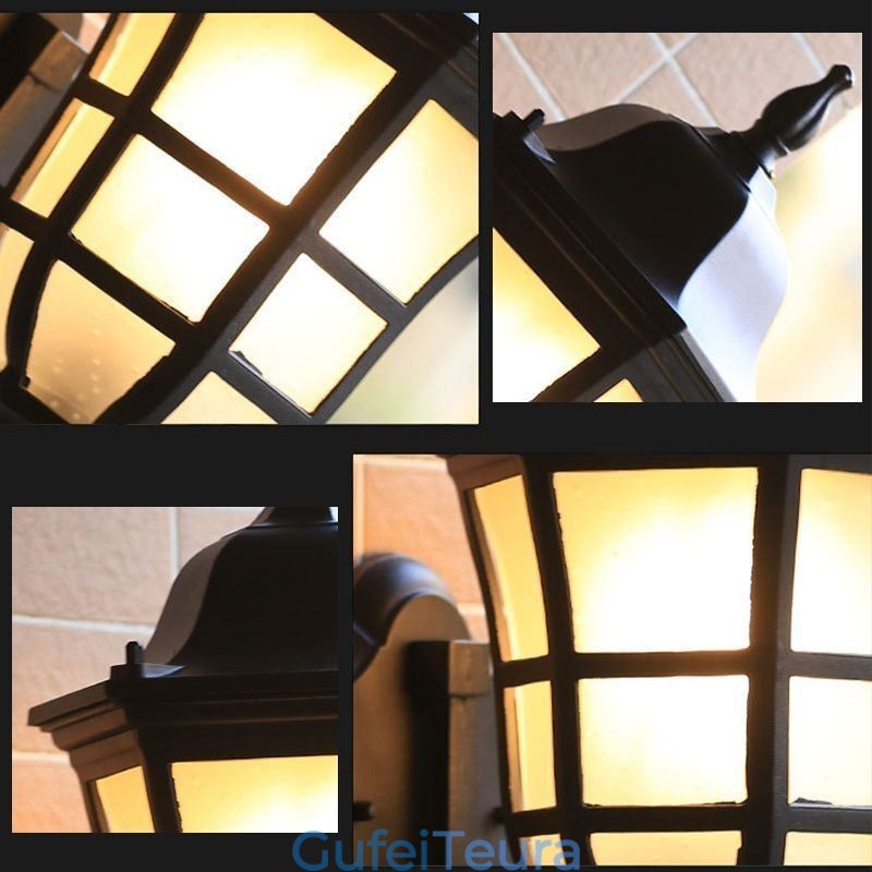 פמוט קיר אירופאי רטרו חיצוני אור ראש יחיד עמיד למים זכוכית חלבית אור קיר