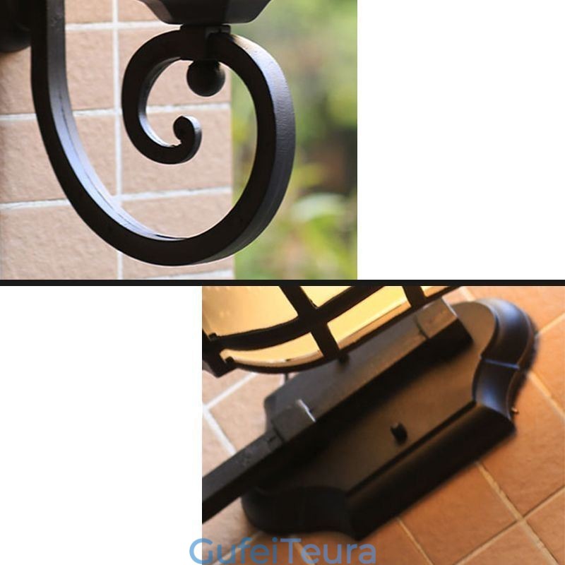 פמוט קיר אירופאי רטרו חיצוני אור ראש יחיד עמיד למים זכוכית חלבית אור קיר