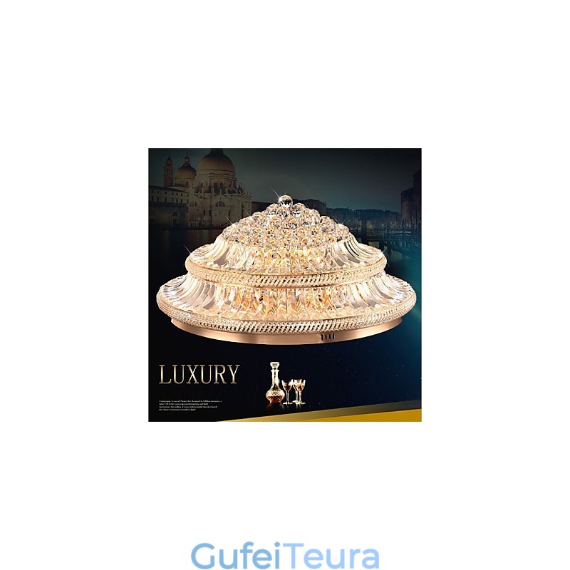 יוקרה מודרנית 9 אור תקרת קריסטל מודרני סופג אור כיפת קוטר 80 ס"מ