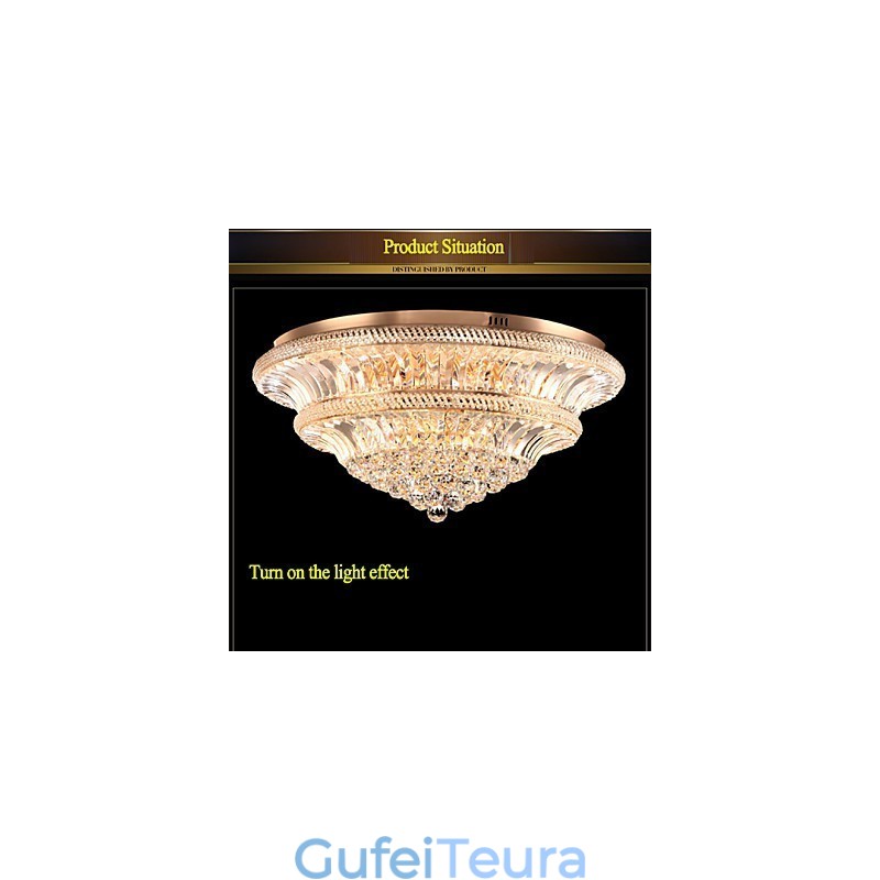 יוקרה מודרנית 9 אור תקרת קריסטל מודרני סופג אור כיפת קוטר 80 ס"מ