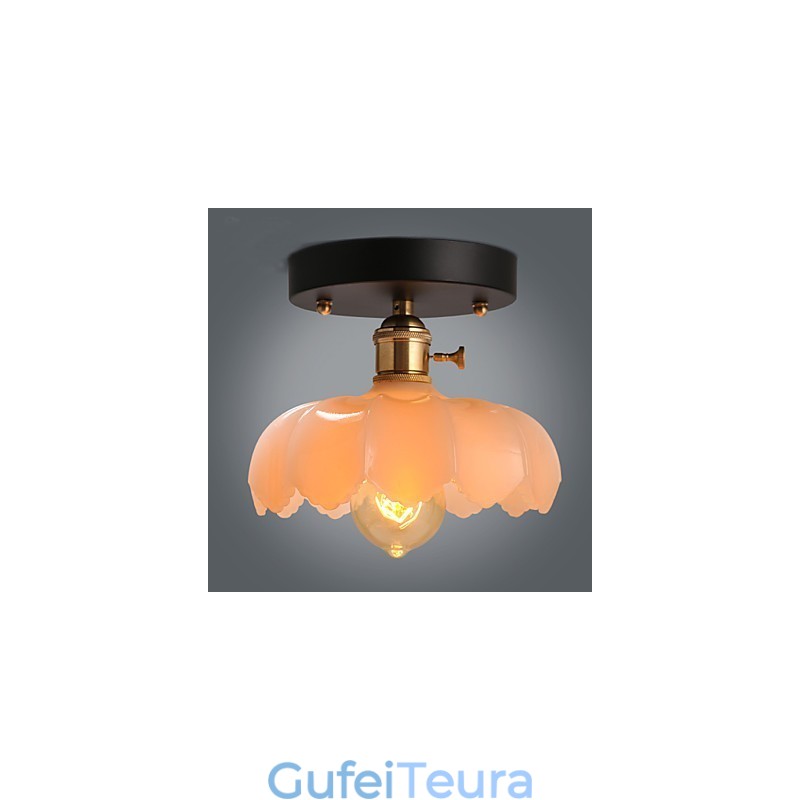 פלאש מאונט רטרו תאורה אורות מנורת תקרת זכוכית