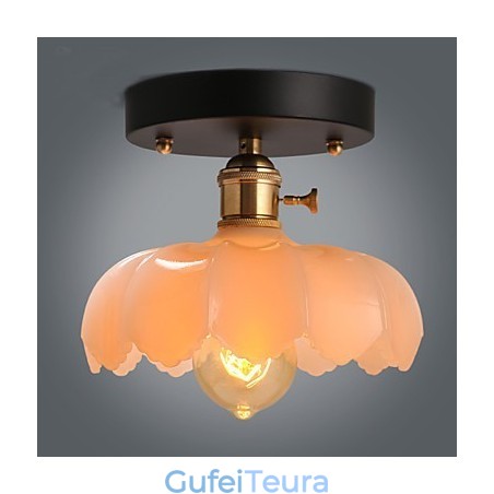 פלאש מאונט רטרו תאורה אורות מנורת תקרת זכוכית