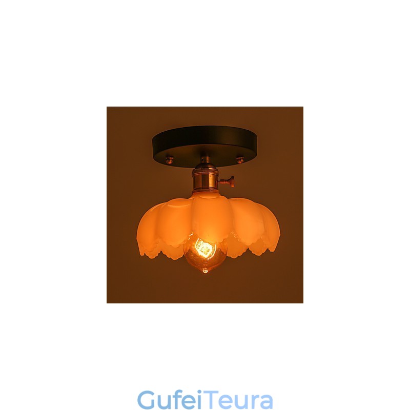 פלאש מאונט רטרו תאורה אורות מנורת תקרת זכוכית