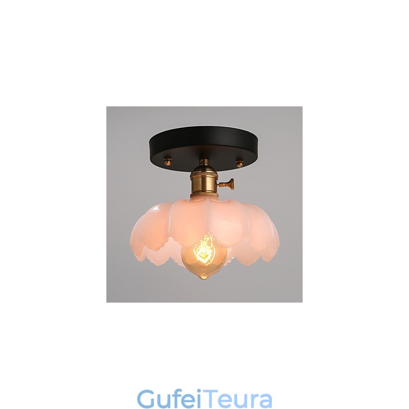 פלאש מאונט רטרו תאורה אורות מנורת תקרת זכוכית