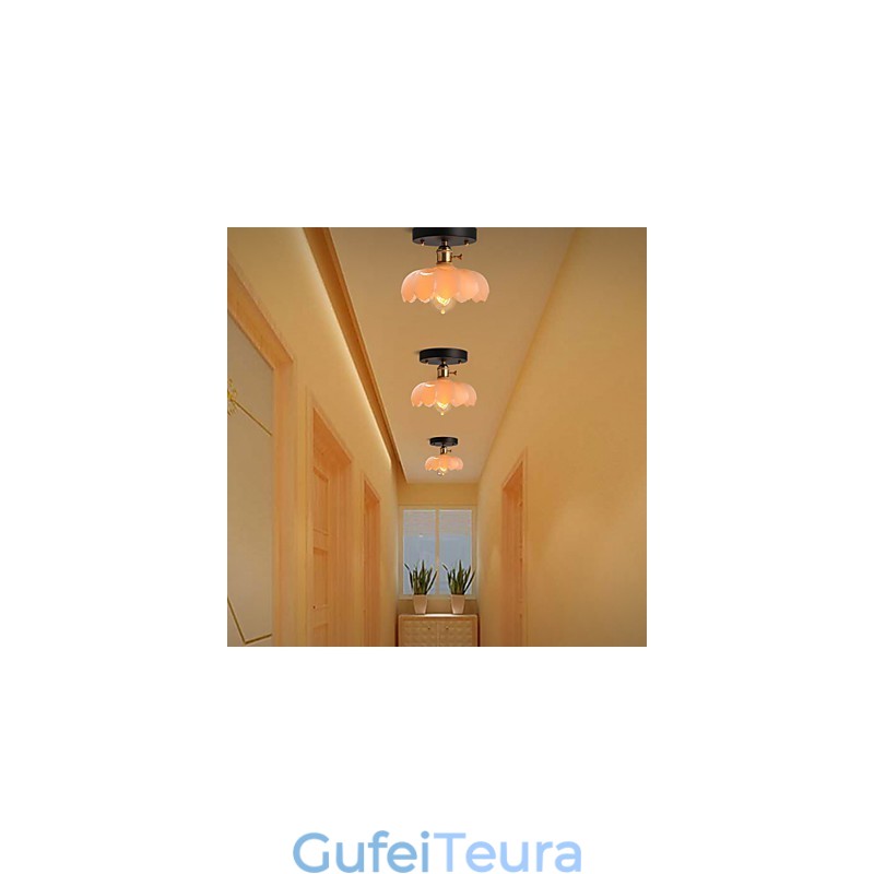 פלאש מאונט רטרו תאורה אורות מנורת תקרת זכוכית