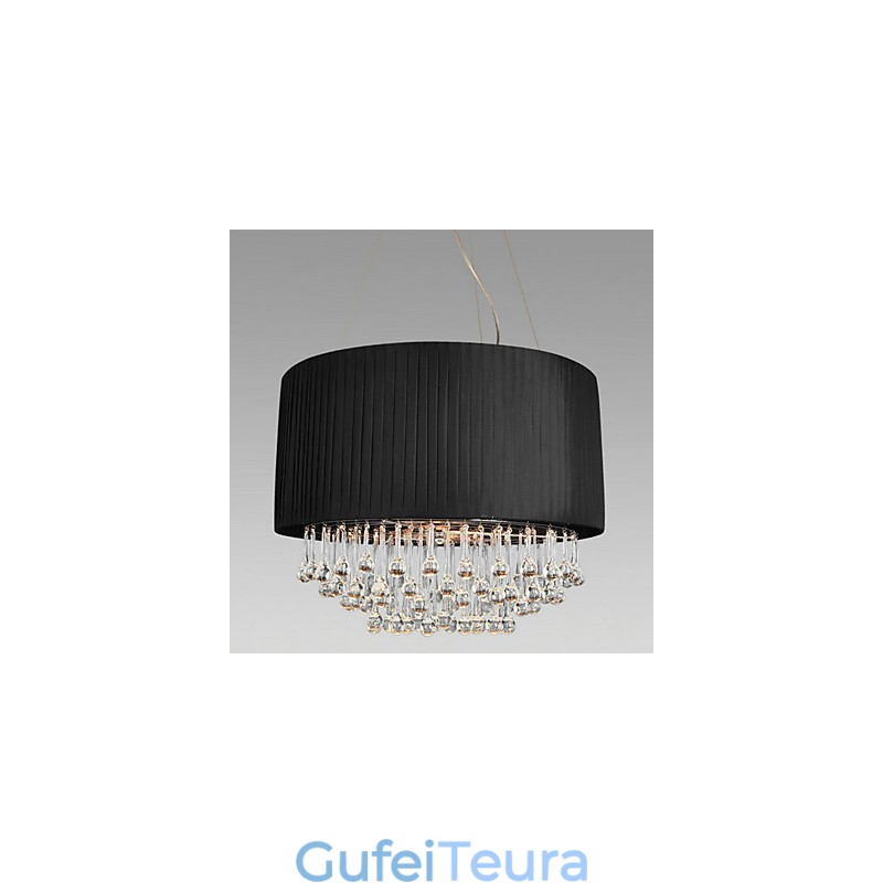 אור תקרת קריסטל עם 5 נורות בגוון בד שחור