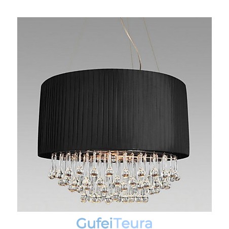 אור תקרת קריסטל עם 5 נורות בגוון בד שחור